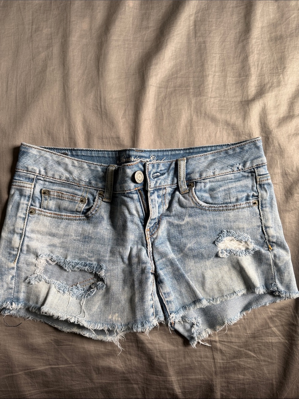 American Eagle Outfitters Light Blue Distressed Denim Cutoff Shorts